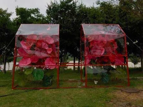 이름으로부터, 140*500*300cm, 각파이프, 폴리카보네이트, 한지, 밀랍